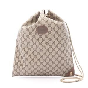 Gucci GG Plus Shoulder Bag Canvas Leather Beige Tan Brown